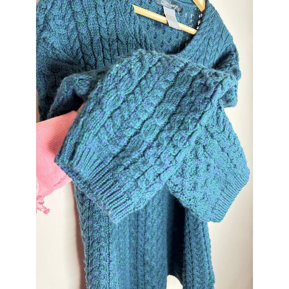 Irelandseye Women’s Knit Sweater 100% Virgin Wool Made in Ireland Blue Large - Picture 4 of 6